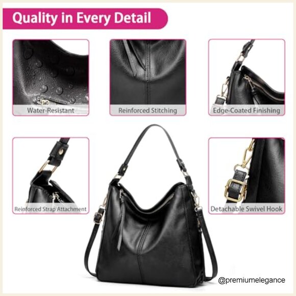 Large Hobo Tote Bag with Wallet Set, Adjustable Strap, Multi-Pocket Design - Picture 6 of 7